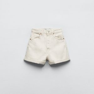 Zara TRF HIGH-WAISTED MOM FIT DENIM SHORTS